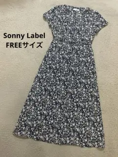Sonny Labelサニーレーベル レトロフラワーロングワンピース　ブルー