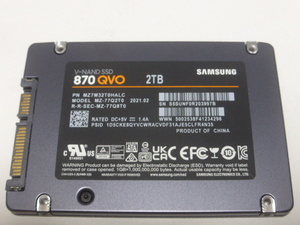 Samsung SSD 870QVO SATA 2.5inch 2TB(2000GB) 電源投入回数443回 使用時間17581時間 正常99%判定 MZ-77Q2T0 本体のみ 中古品です