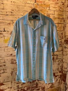 90s Ralph Lauren PLAID OPEN COLLAR SHIRT CALDWELL ラルフローレン チェックシャツ オープンカラーシャツ 開襟シャツ 80s 送料無料