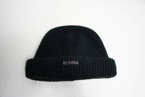 正規 XLARGE エクストララージ LOGO SHORT LENGTH BEANIE ロゴ ニット キャップ ビーニー 帽子 101221051015 黒 サイズF 本物 927O