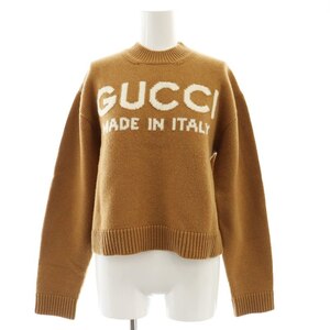 グッチ GUCCI 24AW 770072 ロゴジャガード クロップド ニット セーター 長袖 XS キャメル 白 ホワイト /ES ■OS ■SH レディース