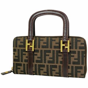 フェンディ FENDI ズッカ柄 ハンドバッグ 財布 ウォレット ハンドバッグ キャンバス ブラウン 26347 レディース 【中古】