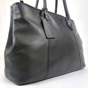 1円【ほぼ未使用×定価10万円】バーニーズニューヨーク BARNEYS NEWYORK トートバッグ ビジネス　通勤　 A4 メンズ レザー シボ革　黒