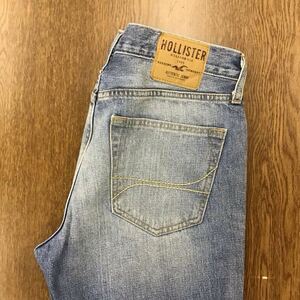 【FF371】HOLLISTER W34 L32 色落ち加工 スキニー ジーンズ ジーパン デニムパンツ メンズブランド古着 ホリスター 送料無料