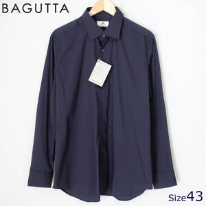 新品 未使用 BAGUTTA バグッタ ストレッチ ドレスシャツ ボタンシャツ 長袖シャツ シャツ 濃紺 ダークネイビー メンズ 43 2XL ～ 3XL 3L 4L