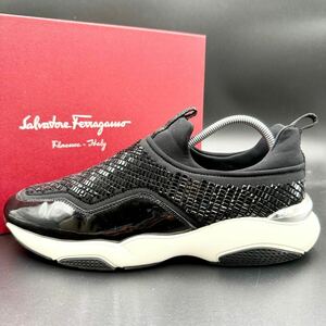 1円 【極美品】 Salvatore Ferragamo サルヴァトーレフェラガモ メンズ ファブリック ビジュー スニーカー シューズ 靴 エナメル 27.5cm位