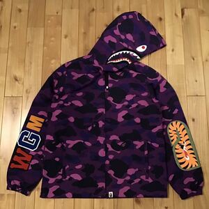 Purple camo shark zip hoodie jacket Mサイズ a bathing ape BAPE シャーク パーカー ジャケット エイプ ベイプ アベイシングエイプ d0714