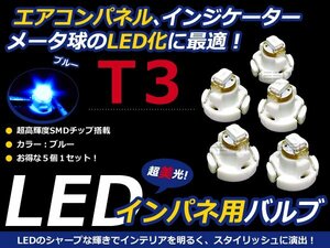 メール便送料無料◆エアコンパネル LED SMD ブルー T3 インパネ 5個セット エアコンランプ