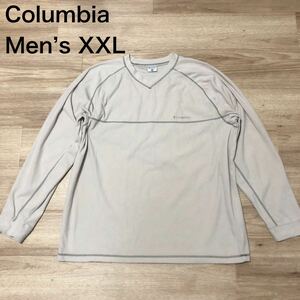 【送料無料】Columbiaフリース長袖トレーナー　薄カーキ　メンズXXLサイズ　コロンビアアウトドア登山ロンTシャツ