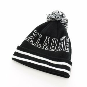 ◆506842 XLARGE エクストララージ 帽子 ニット帽 POMPOM KNIT CAP ポンポンニットキャップ サイズF 22aw メンズ ブラック