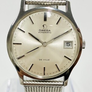 H353-Z16-247 ◎ OMEGA De Ville AUTOMATIC オメガ デビル デヴィル デイト ラウンド 3針 シルバー メンズ 自動巻き 腕時計