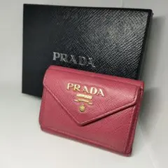 PRADAコンパクト 三つ折り財布　プラダ折財布ピンク