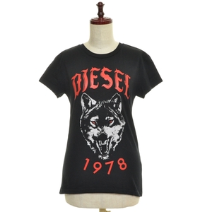 □515295 DIESEL ディーゼル ◯半袖Tシャツ WOLF 1978 ★ サイズXS レディース ブラック プリント