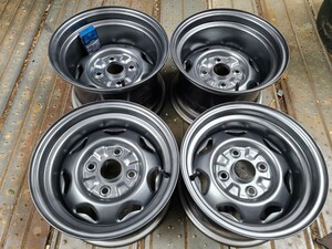 ナカテツ 13×7J+12&8.5J-6 4H114.3 ハブ径60mm 4本no.241 加工鉄チン 深リム スチール 加工てっちん