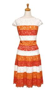 TADASHI SHOJI　タダシショージ　ORANGE & WHITE　ワンピース　「２ 」/ ９号程度