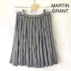 美品 MARTIN GRANT 麻 綿 プリーツ スカート SHIPS フランス