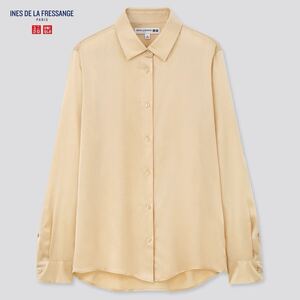 Y★送料無料☆新品未使用★UNIQLO×INES DE LA FRESSANGE☆ユニクロ×イネス・ド・ラ・フレサンジュ★シルクブラウス☆ベージュS★希少品