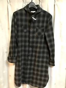 美品【Harver Jack/】チェック柄長袖チュニック/0★シャツ★ウール★グレー★レディース★USED