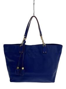 TORY BURCH◆トートバッグ/レザー/BLU/無地