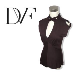 ☆Diane von Furstenberg ダイアン フォン ファステンバーグ☆レディース シルク混 変形 トップス ブラウン シャツ size P 管:E:10