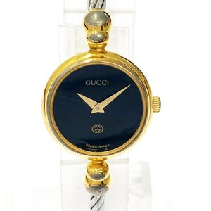 【1円スタート】GUCCI グッチ 2700L バングルウォッチ GP×SS ブラック文字盤 クオーツ レディース腕時計 ジャンク 362021