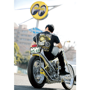 廃版 Sサイズ バイク MQQN Shine 1966 Early Shovel Tシャツ ムーンアイズ ブラック 黒 mooneyes ハーレー ダビッドソン ショベル HARLEY