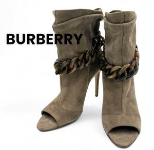 【美品】BURBERRY　バーバリー　ショートヒールブーツ　グレージュ　23㎝