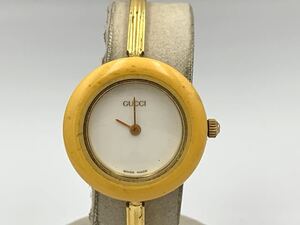 &A91078: GUCCI グッチ チェンジベゼル 腕時計 ゴールドブレスレット 11/12.2 レディース ホワイト文字盤 クオーツ 不動 中古