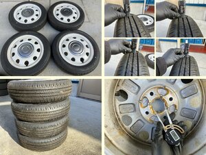 S管理74903 令和05 ラパン HE33S LC X】★スズキ純正 ENKEI製 14インチ 155/65R14 2023年製タイヤ付 アルミ ホイール★4.5J +45 PCD100 4H