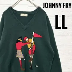 JOHNNY FRY ゴルフウェア　ニット　セーター　緑　Vネック　【LL】