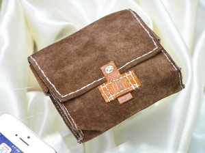 新品・未使用♪蝋引き麻糸手縫い ハンドメイド 本革 メンズ 財布 サイフ 小銭入れ コインケース■定形外郵便送料全国一律：120円