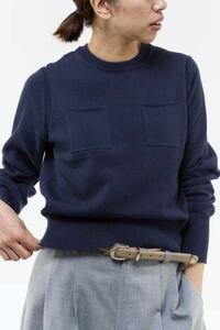 IENA2024コットン カラー プルオーバー ネイビー美品　ニット セーター 