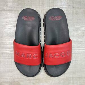 未使用 MARC JACOBS マークジェイコブス THE SLIDE ザ スライド ロゴ シャワー サンダル ブラック x レッド 系 サイズ 38