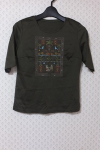 ■【YS-1】 ベルポネッティ BELLE PONETTI ■ 刺繍 Tシャツ ■ 状態良好 ■ サイズ・S 綿100% ■ セピア系 【東京発 手渡し可能】■A