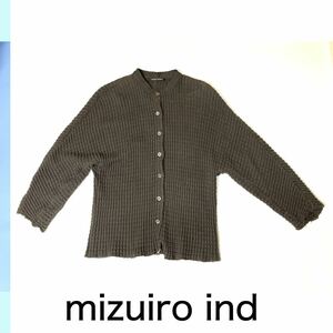 mizuiro ind ワッフルカーディガン ミズイロインド ダークブラウン　焦茶