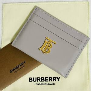 【極美品】 BURBERRY バーバリー カードケース 名刺入れ TB ロゴ レザー レディース グレー