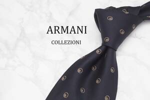 【美品】ARMANI COLLEZIONI アルマーニ コレッツォーニ A-527 ダークネイビー イタリア製 ブランド ネクタイ 良品 古着 卸 オールド SILK