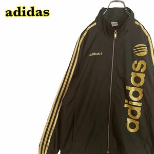 adidas アディダス　ジャージ　トラックジャケット　ラメプリント　黒　メンズ　Lサイズ　【AY0904】