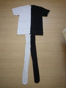 【手作り】【仮装】左右白黒Tシャツとレギンス　中古 ハンドメイド