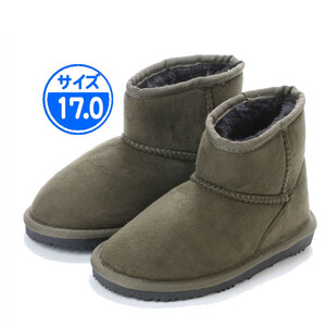 【新品 未使用】R43846 子供用 防寒ブーツ ムートン風 17.0cm カーキ