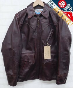 3J5219/未使用品 エアロレザー ヘラクレス コードバン フロントクオーターホースハイド AERO LEATHER レザーライダース ジャケット 36