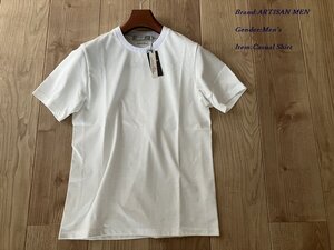 新品 ARTISAN アルチザン 日本製 “アルビニ”リンガーネック スリムフィットＴシャツ 01ホワイト Lサイズ 42TI04 定価18,700円