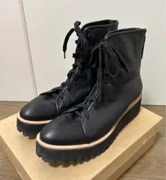 厚底レースアップブーツ　ALL BLACK