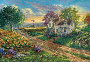 ジグソーパズル 300ピース Thomas Kinkade キンケード ひまわり咲くカントリーロード 38×26cm 300-067　送料無料