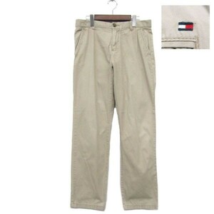 サイズ W33 L32 トミーヒルフィガー TOMMY HILFIGER コットン チノ パンツ スラックス ベージュ 古着 2O2291