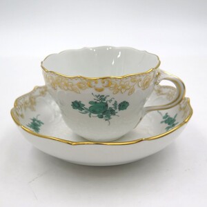 1円〜 Meissen マイセン ワトーの花 マルセイユレリーフ カップ＆ソーサー 計2点 y258-3420126【Y商品】