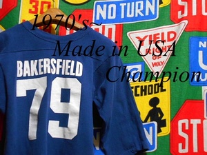 ★タタキタグ付の1枚★Made in USA製アメリカ製ChampionチャンピオンビンテージフットボールTシャツナンバリングプリント70s70年代バータグ