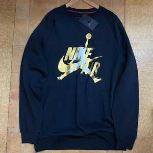 ラスト1 USA正規品【XL】 NIKE ナイキ JORDAN ジョーダン Classic クラシック クルーネック トレーナー 黒 ブラック ゴールド ジャンプマン