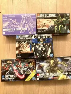 hg ex-sガンダム　マラサイユニコーン　gm/gm イフリートナハト　バウ