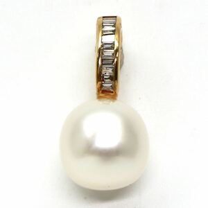 ◆K18 天然ダイヤモンド/本真珠ペンダントトップ◆J 約2.5g diamond パール pearl pendant jewelry ジュエリー DH7/DI0